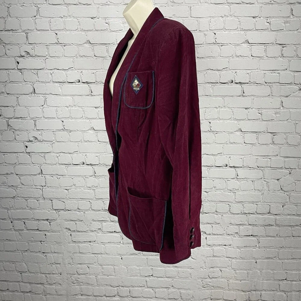 VTG Lindsey Scott Sport Purple Corduroy Golf Blazer Jacket USA Made Size 8